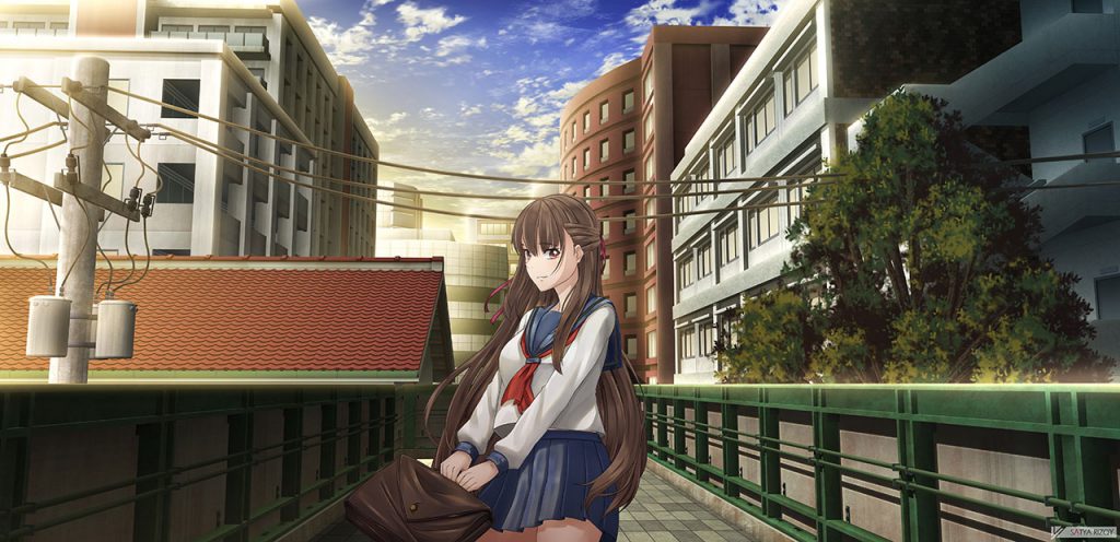 Anime girl in urban scene